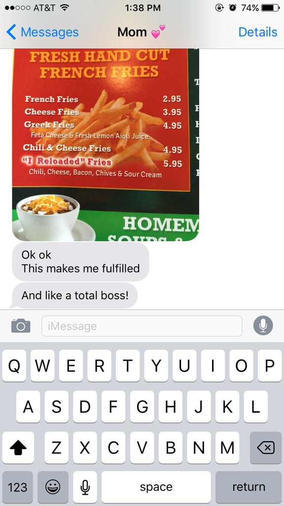 Treating herself to french fries