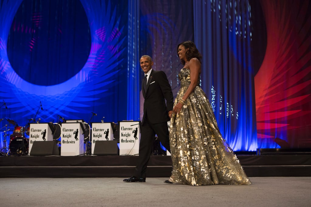 Michelle Obama Gold Dress at Phoenix Awards Dinner 2016