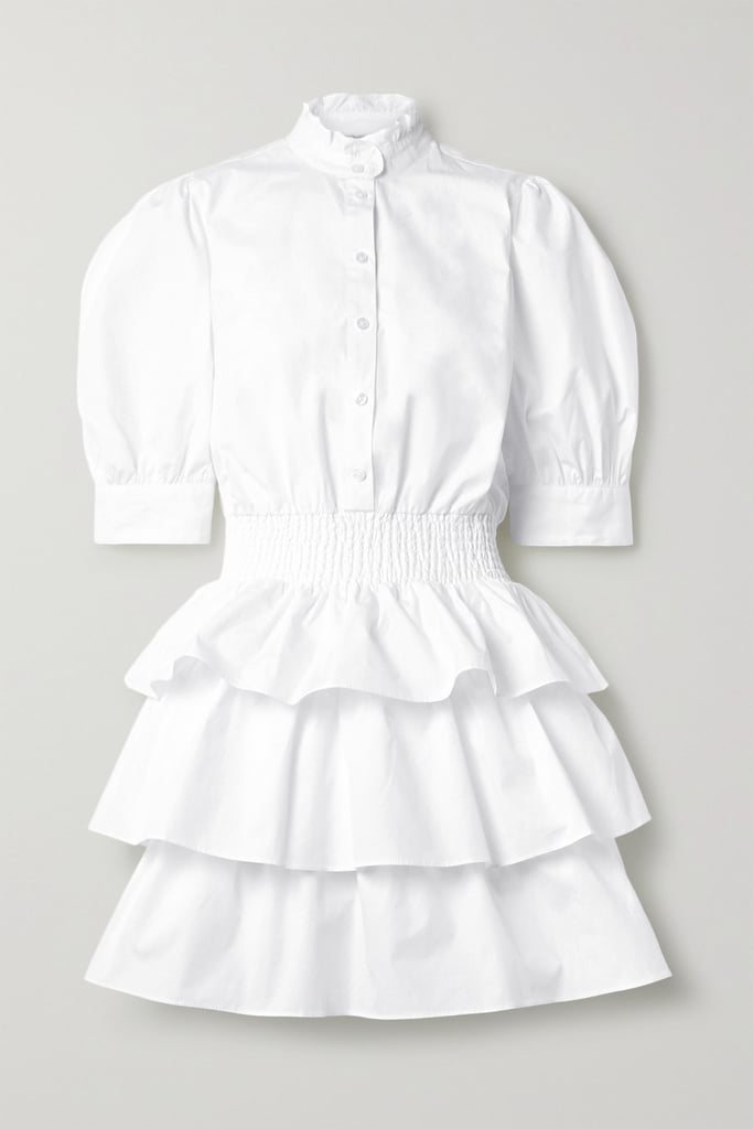 Michael Michael Kors Tiered Shirred Cotton Poplin Mini Dress