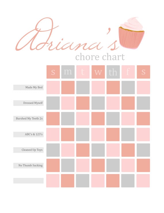 Cupcake Reward Chart Cupcake Reward Chart