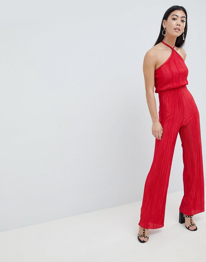 John Zack Petite High Neck Wide Leg Jumpsuit