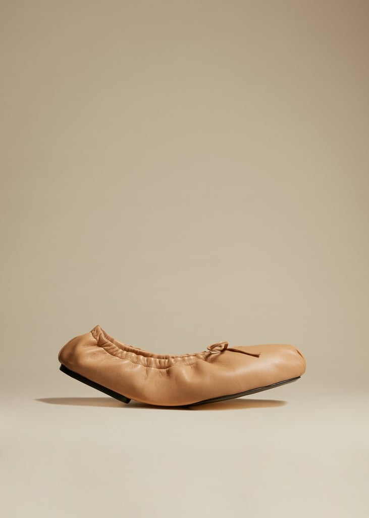 Khaite The Ashland Ballet Flat in Tan Leather