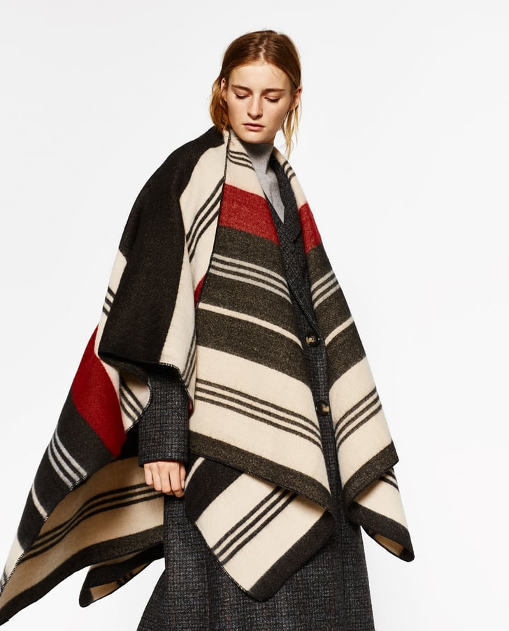 Zara Striped Poncho (50) Blanket Scarves to Gift For the Holidays