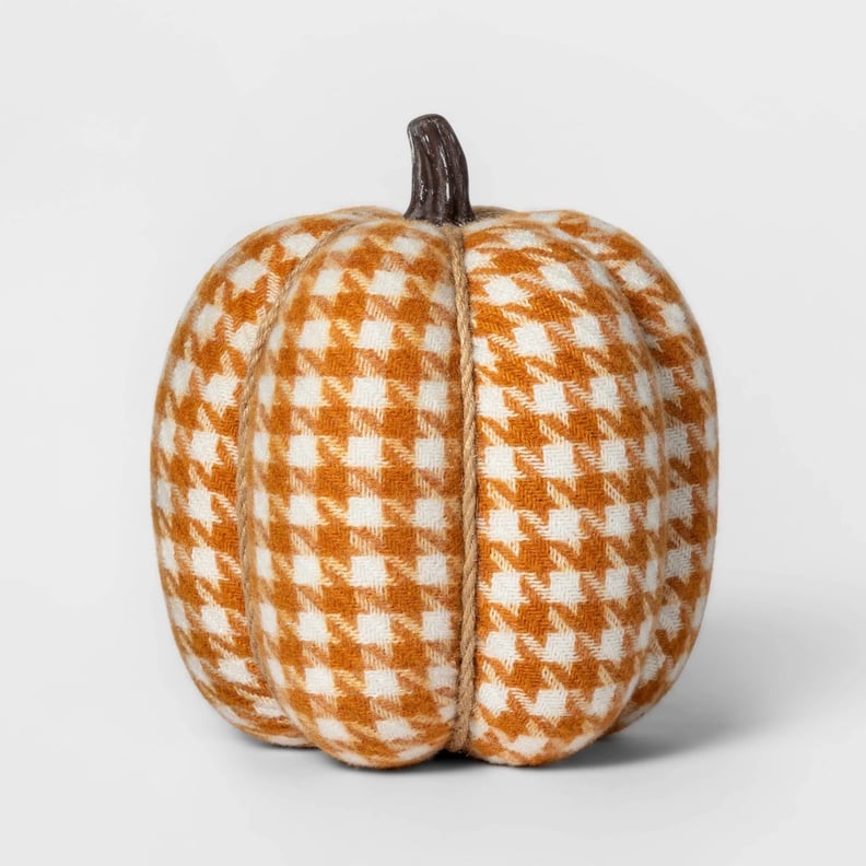 Knit Houndstooth Pumpkin Halloween Decoration