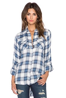 Sam Edelman Riley Plaid Zipper Split Back Blouse