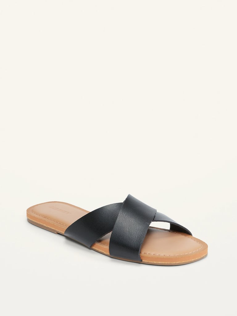 Criss-Cross Faux-Leather Sandals