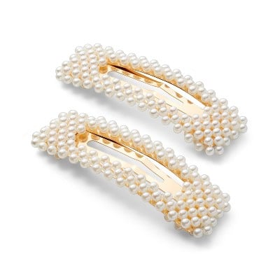 A New Day Square Barrettes with Pearls Clips and Pins