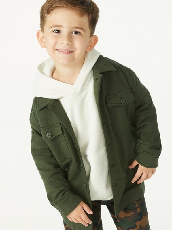 Free Assembly Boys French Terry Shacket, Sizes 4-18