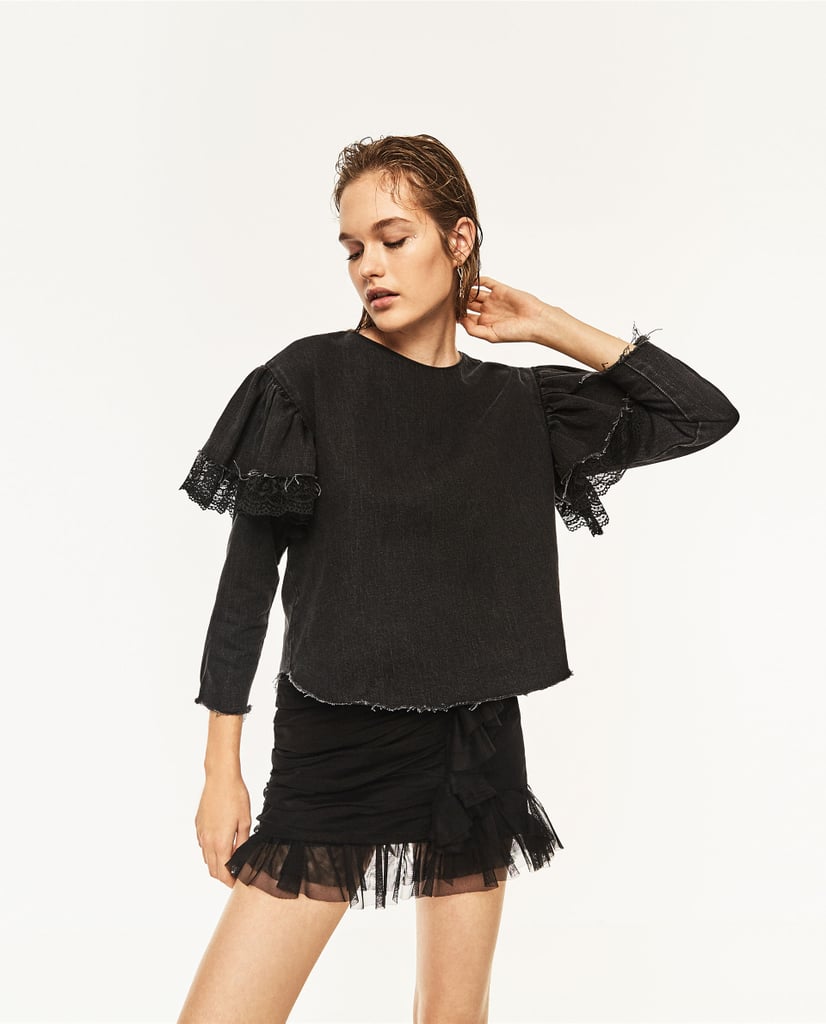 Distressed Frill Denim Top ($40)