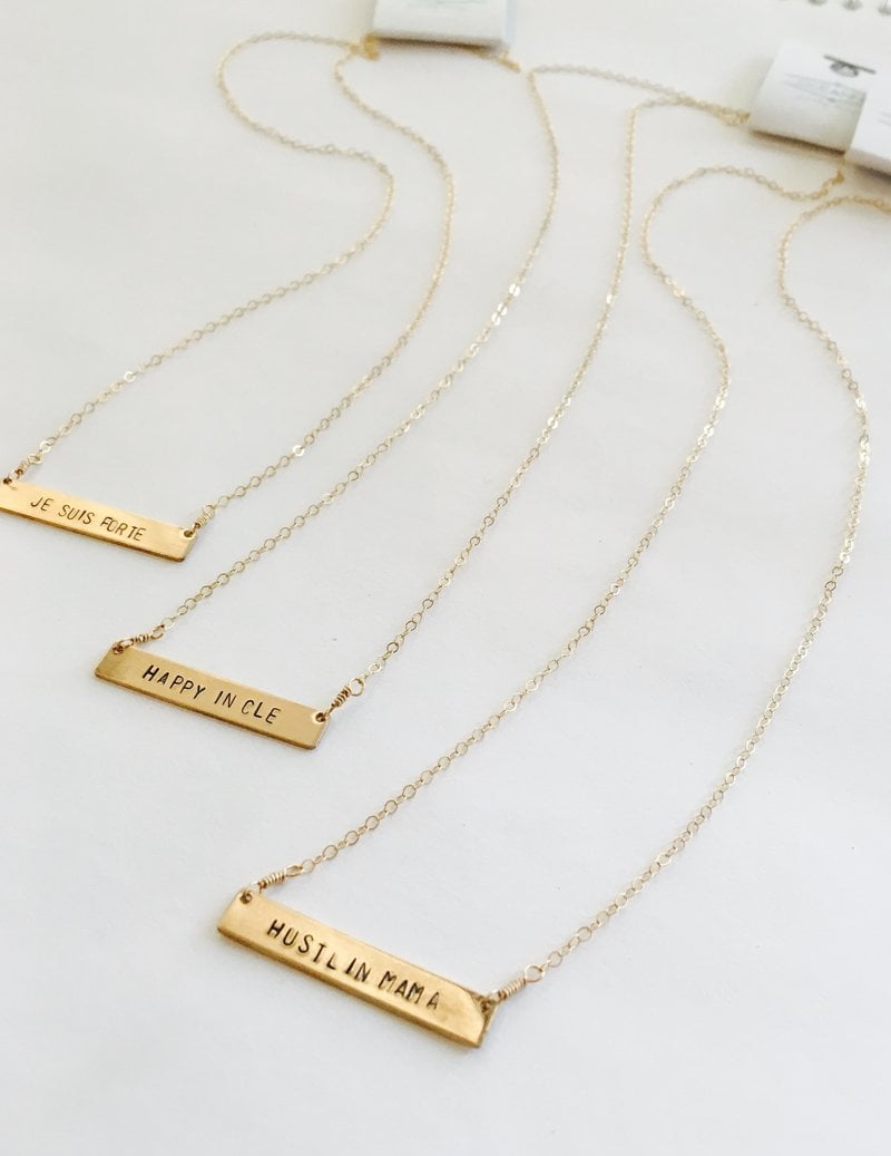 Oceanne Je Suis Forte Stamped Bar Necklace Oc anne Makes the