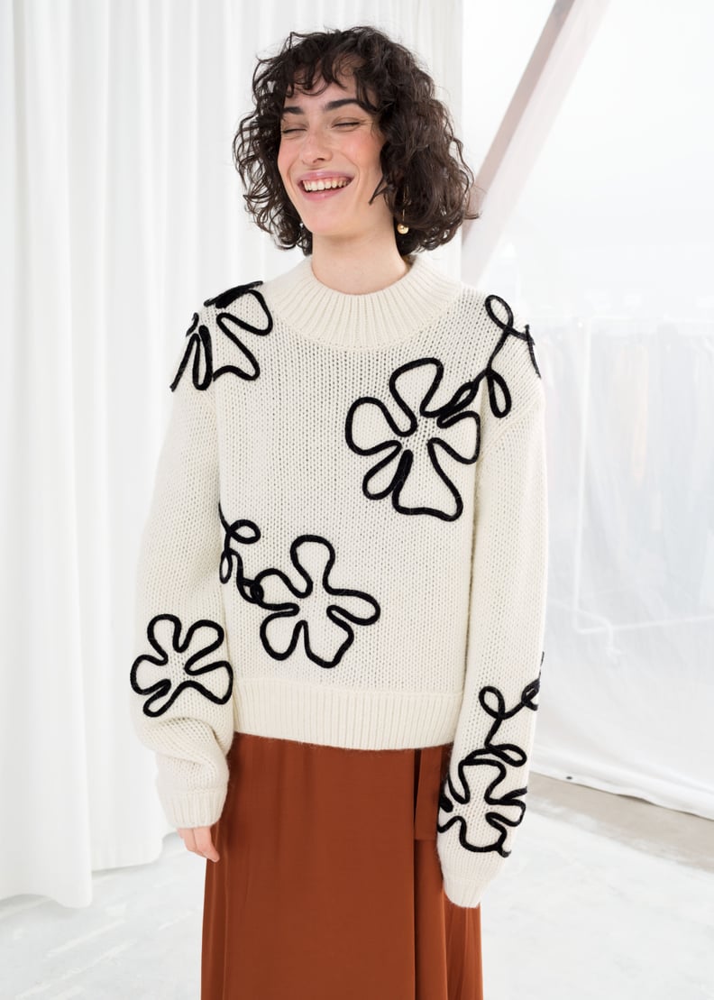 & Other Stories Wool Blend Floral Rope Jumper