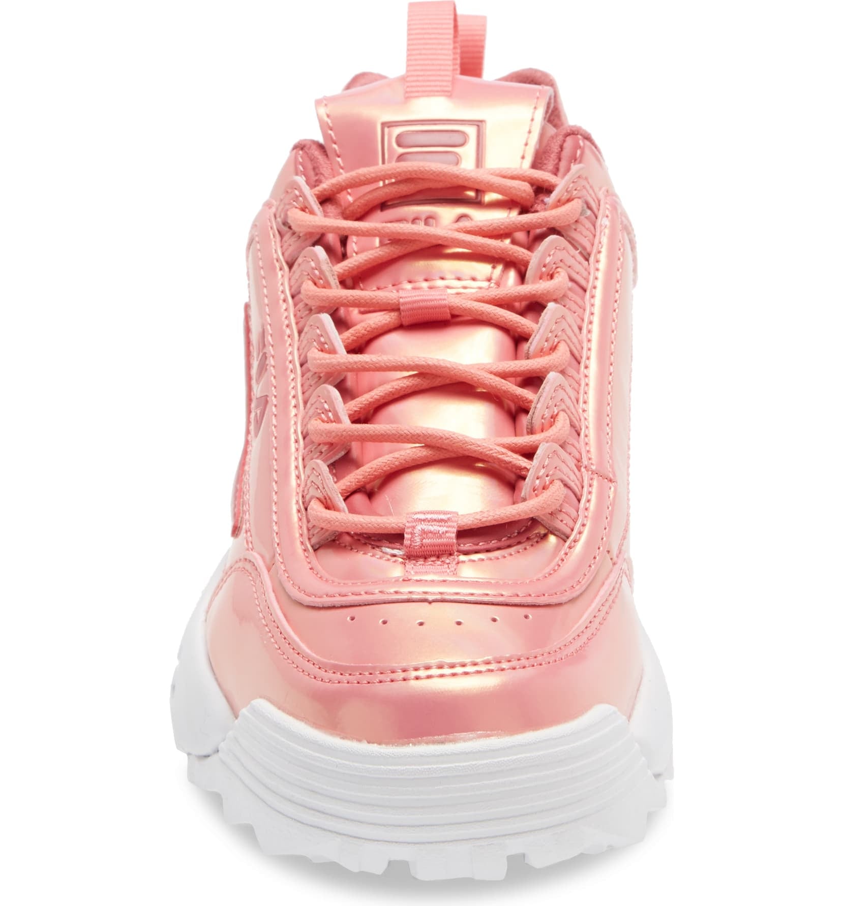 pink glossy fila shoes