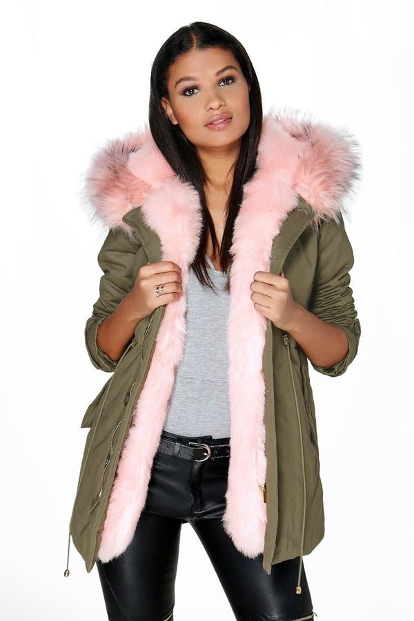 boohoo Faux Fur Trim Parka