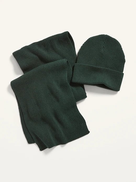 Old Navy Gender-Neutral Rib-Knit Scarf and Beanie Hat Set for Adults