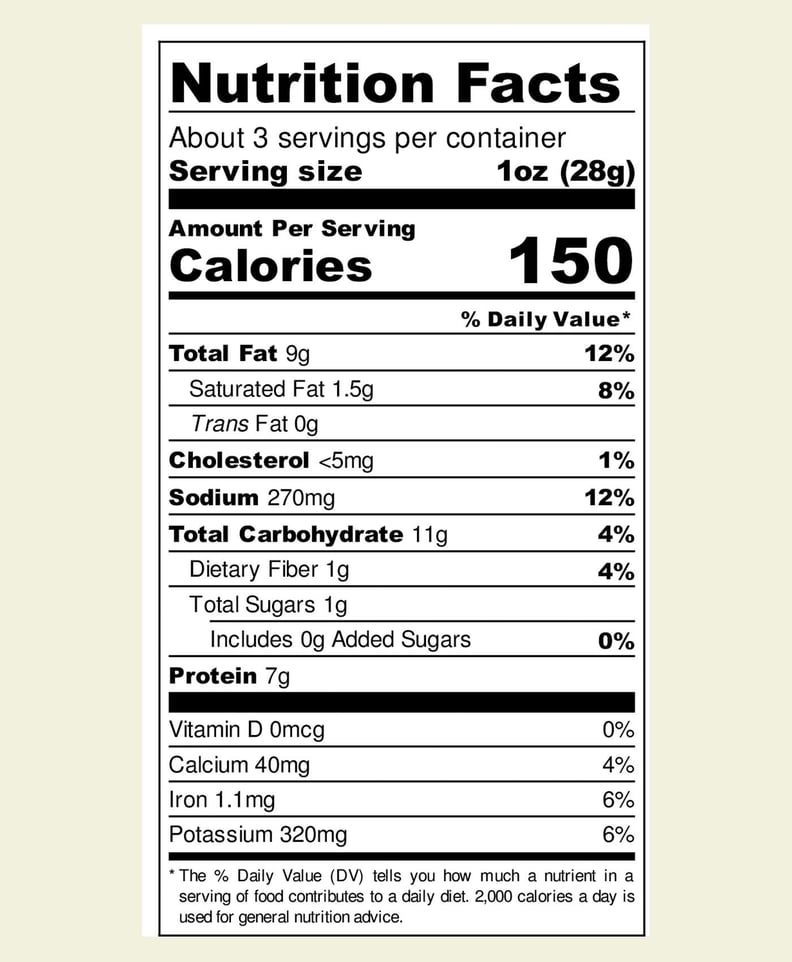 Nutrition Facts For Biena Baked Chickpea Puffs in Aged White Cheddar