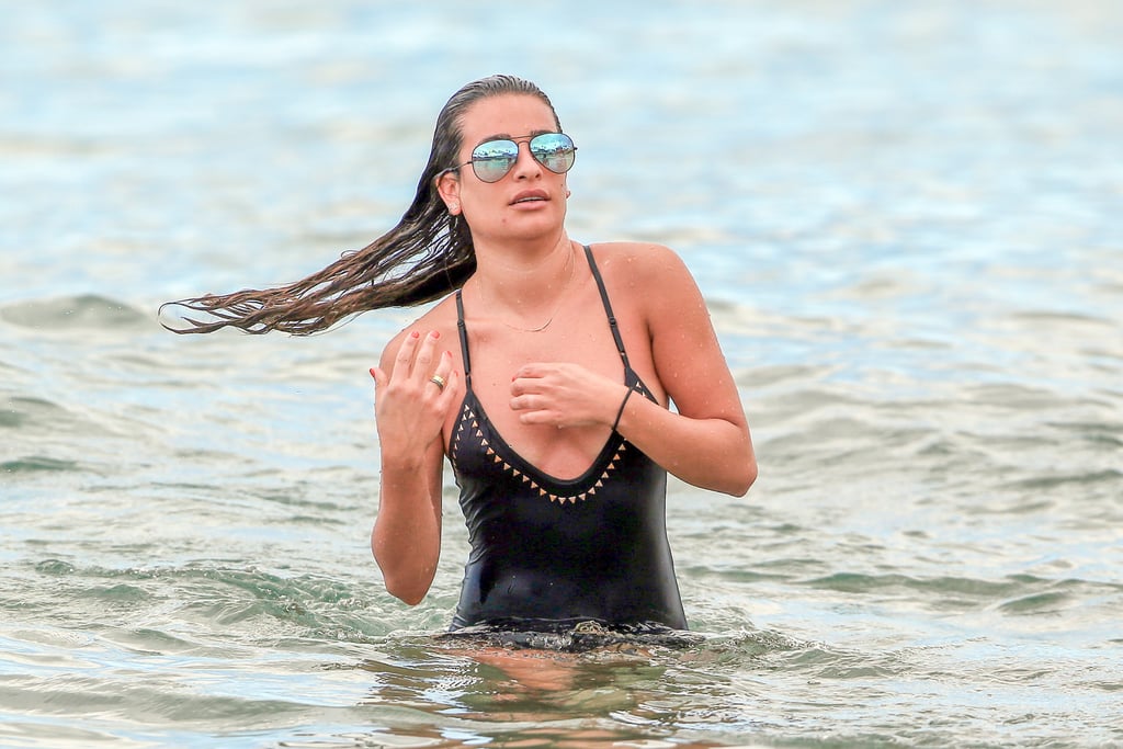 Lea Michele's Black One-Piece Swimsuit on Memorial Day 2016
