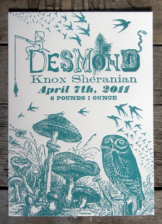 One of a Kind Letterpress Birth Announcements One of a Kind Letterpress Birth Announcements