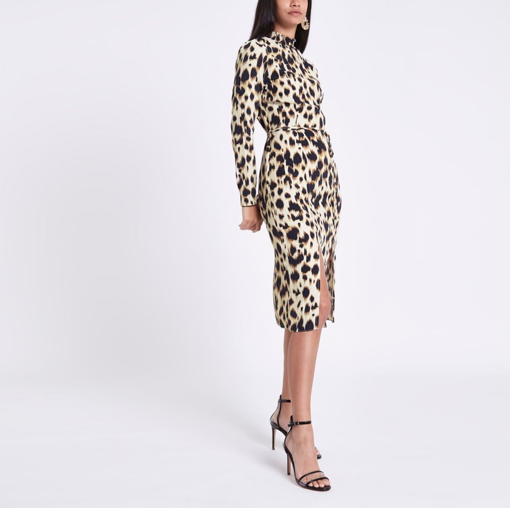 river island leopard midi dress