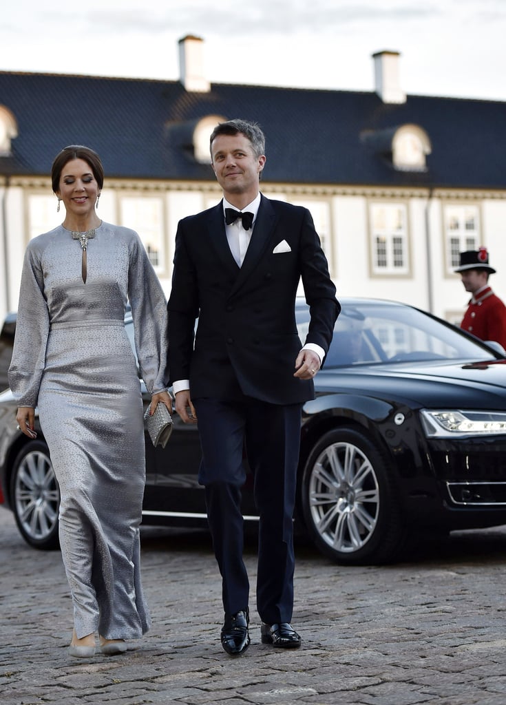 Crown Princess Mary of Denmark in a silver gown and Gianvito Rossi