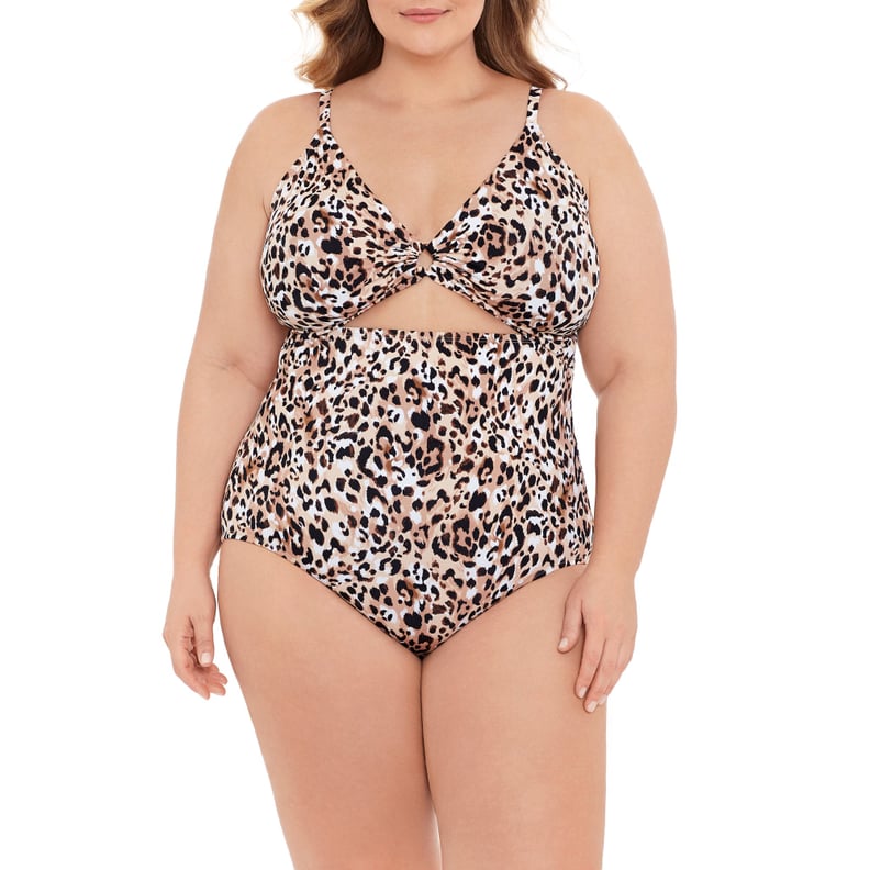 Time and Tru Brushed Cheetah Ring Cutout One-Piece Swimsuit