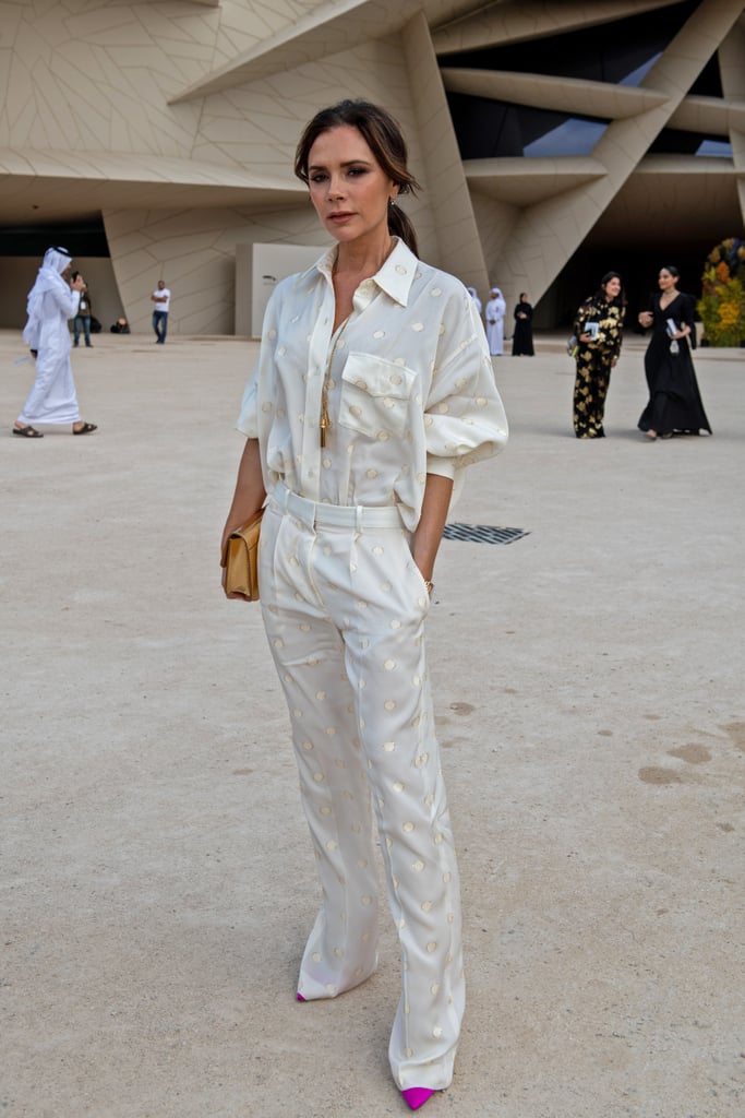 Victoria Beckham Wearing the Pajama Set She Designed