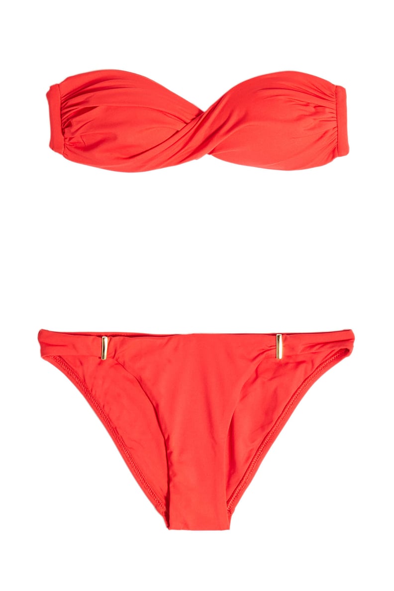 Bowknot Micro Bandeau Bikini Set In LAVA RED
