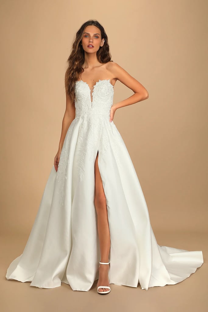 A Staples Wedding Dress: Now and Always White Beaded Embroidered Strapless Gown