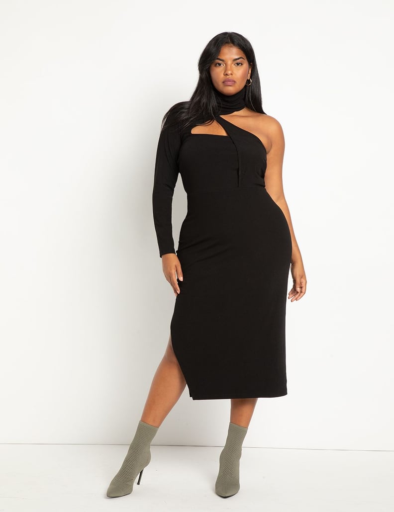 Eloquii Asymmetric Fitted Midi Dress