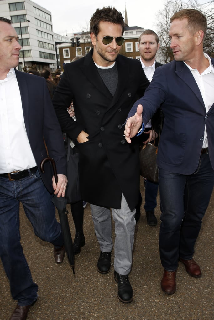 Bradley Cooper arrived at the Burberry Prorsum show.