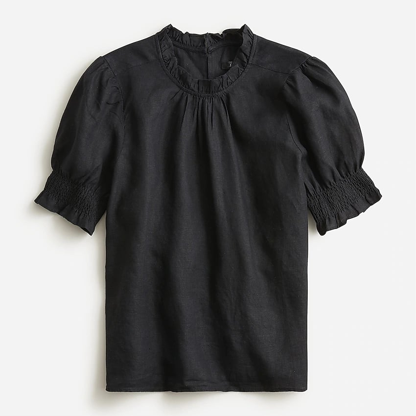 A Puff Sleeve Top: J.Crew Smocked Puff-sleeve Linen Top