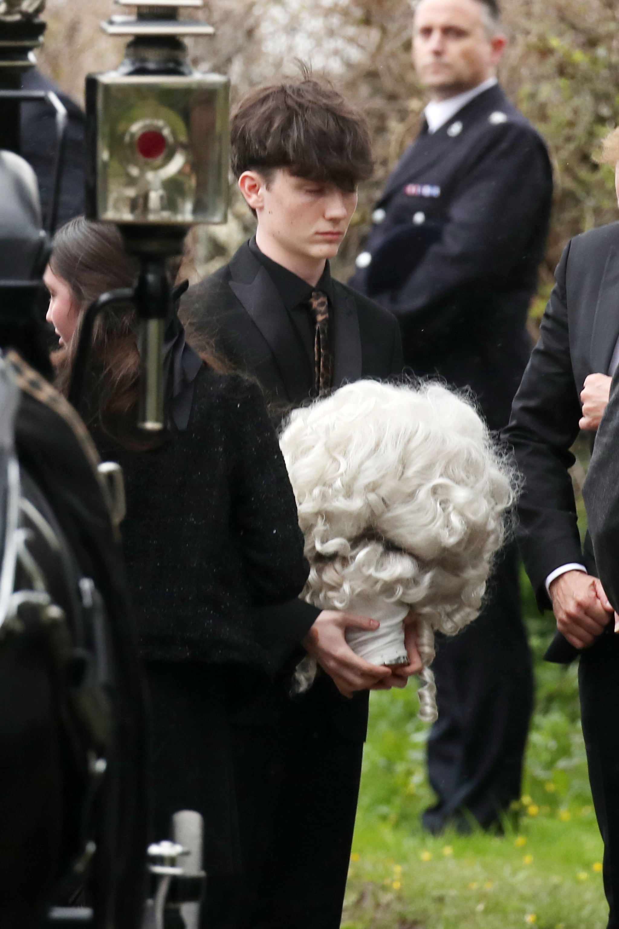 ALDINGTON, ENGLAND - APRIL 20: Guests and family attend the Funeral of Paul O'Grady on April 20, 2023 in Aldington, England. (Photo by GC Images/GC Images)