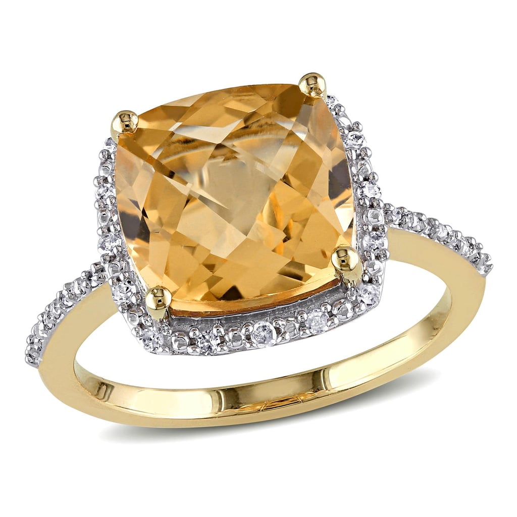 10K Yellow Gold Citrine and Diamond Ring