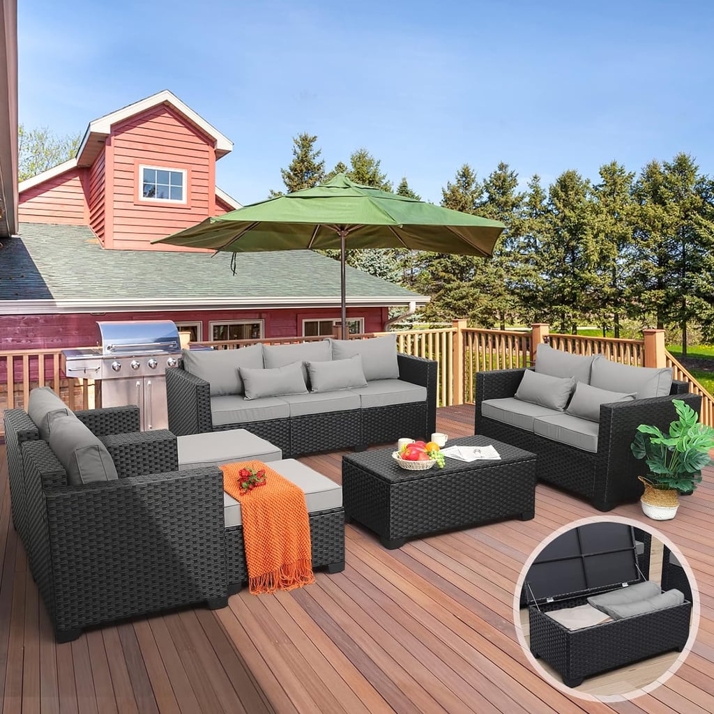 Rattaner Outdoor Patio Furniture Set With Storage Table