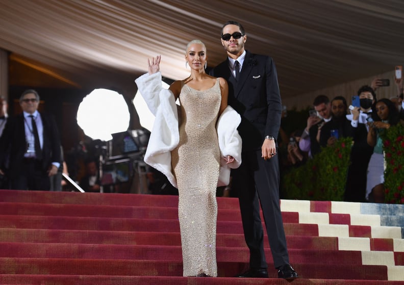 US socialite Kim Kardashian and comedian Pete Davidson arrive for the 2022 Met Gala at the Metropolitan Museum of Art on May 2, 2022, in New York. - The Gala raises money for the Metropolitan Museum of Art's Costume Institute. The Gala's 2022 theme is 