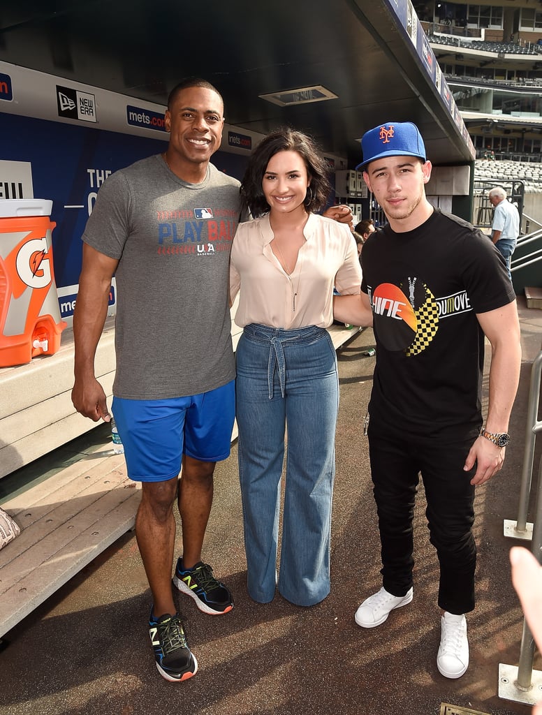 Demi Lovato and Nick Jonas at New York Mets Game July 2016