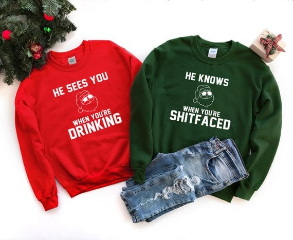 Drinking Couples Christmas Sweaters