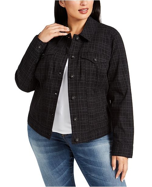 Style & Co Plaid Denim Jacket