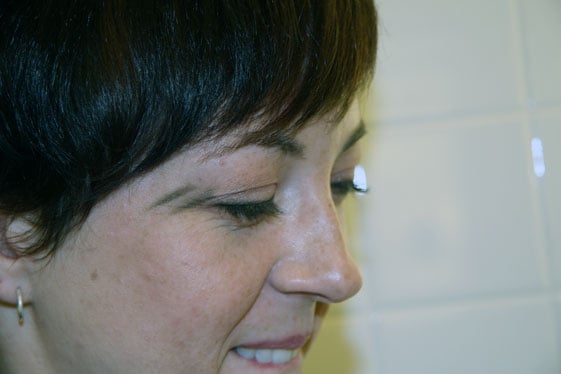 Smudging — a little excess product on hands went on face. Smudging — a little excess product on hands went on face.