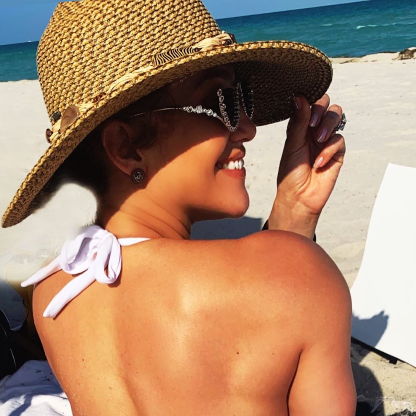 Plunging White One-Piece in Miami 