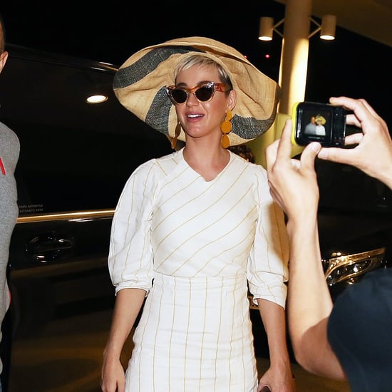 Katy Perry White Striped Dress in Italy