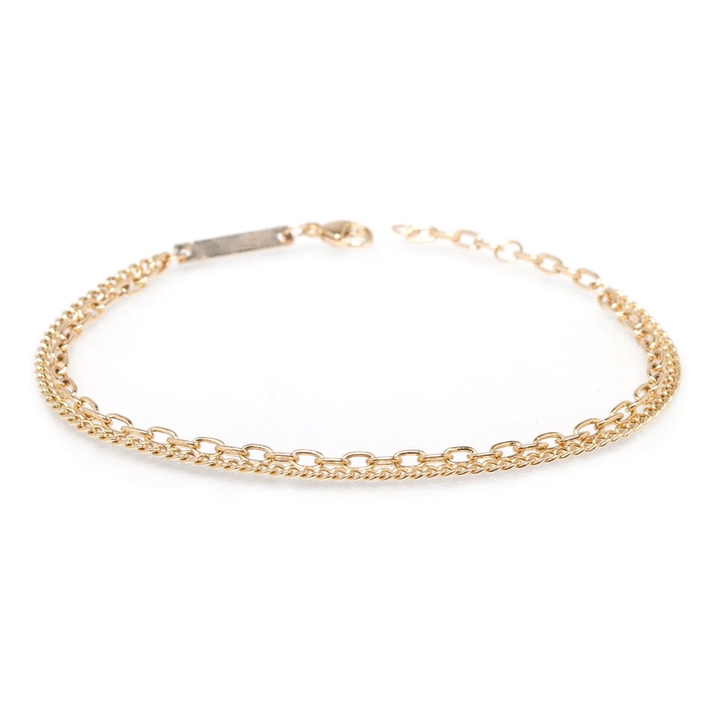 14k Double-Chain Extra-Small Curb & Oval Link Bracelet