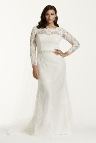 Extra Length Lace Long Sleeve Sheath With Beading