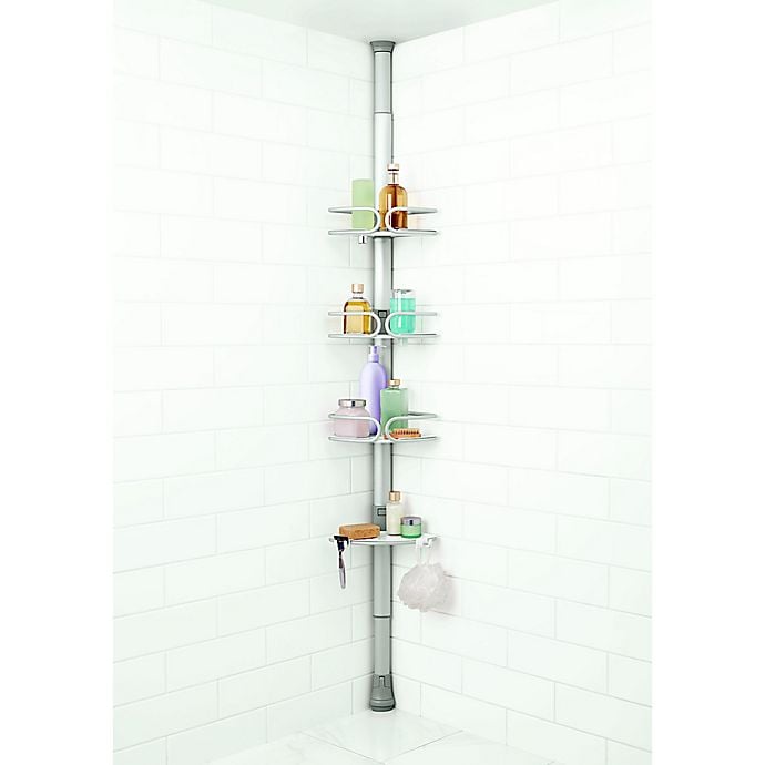 OXO 4Tier Anodized Aluminium Tension Pole Shower Caddy Useful