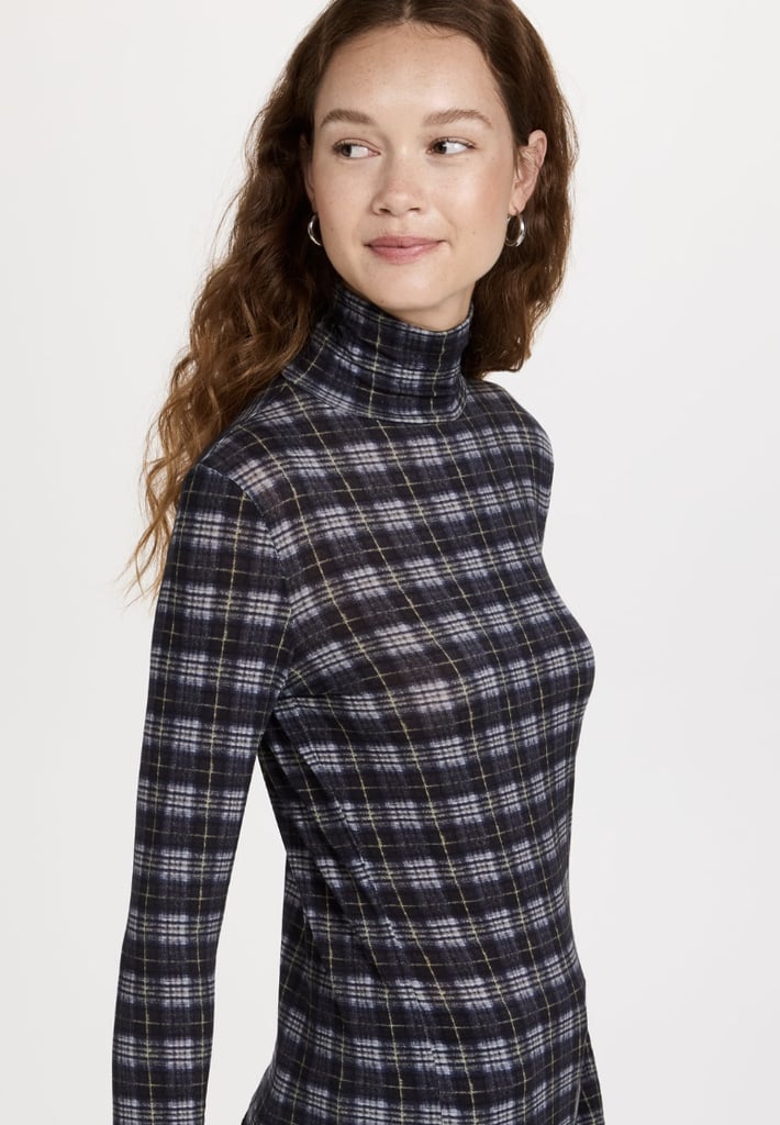 Vince Plaid Printed Turtleneck