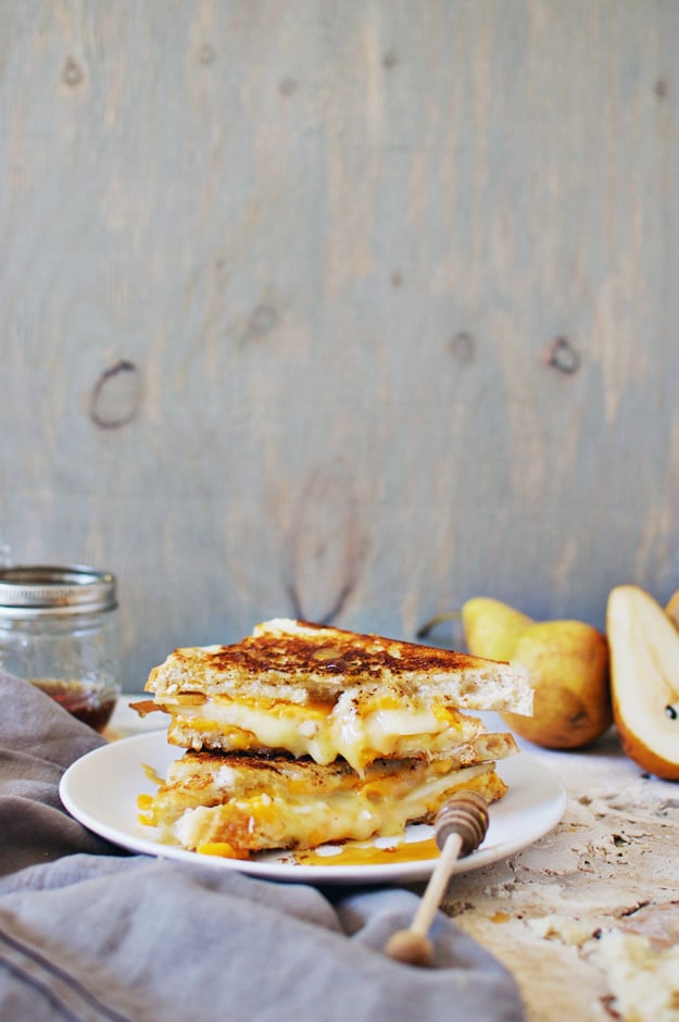 Brie and Cheddar Grilled Cheese With Pear