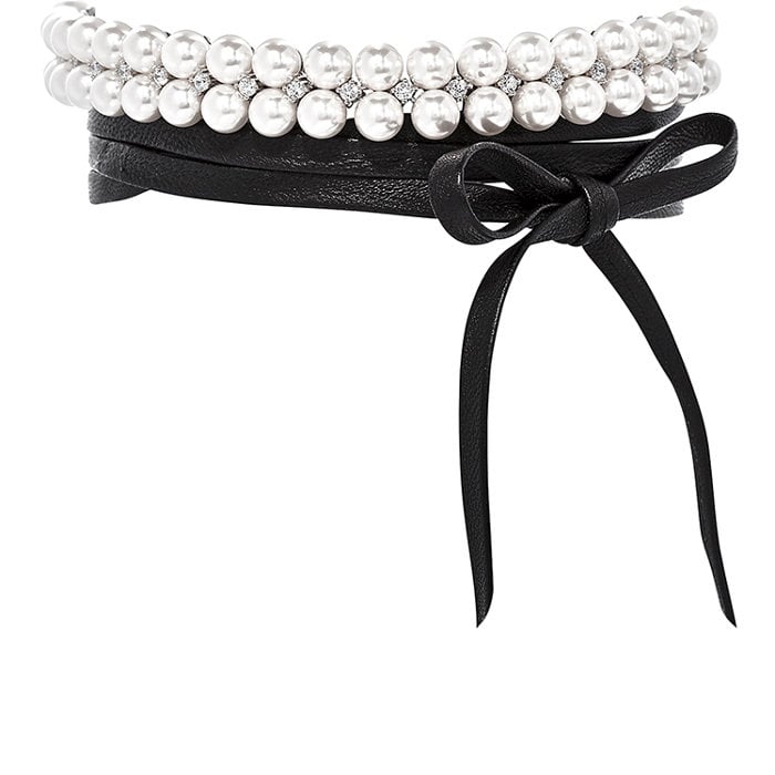 Fallon Women's Monarch Pearl Leather Wrap Choker-Colorless ($350)