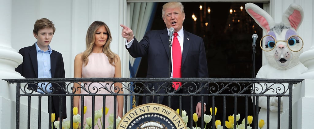 Melania Nudges Donald Trump During National Anthem