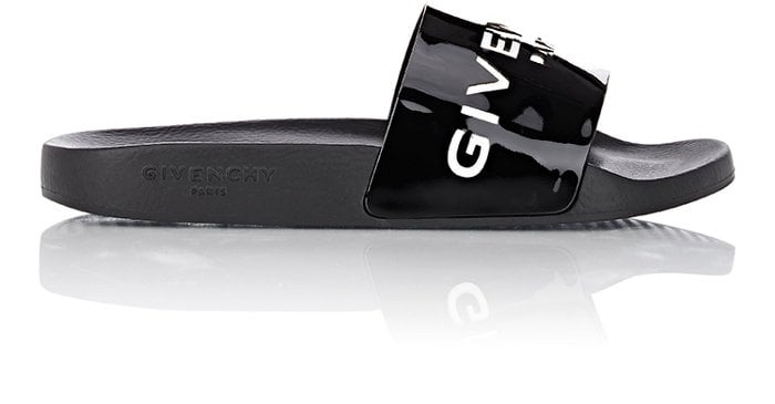 Givenchy Patent Leather Logo Slides ($375) | Kim Kardashian's Givenchy Slide Sandals | POPSUGAR 