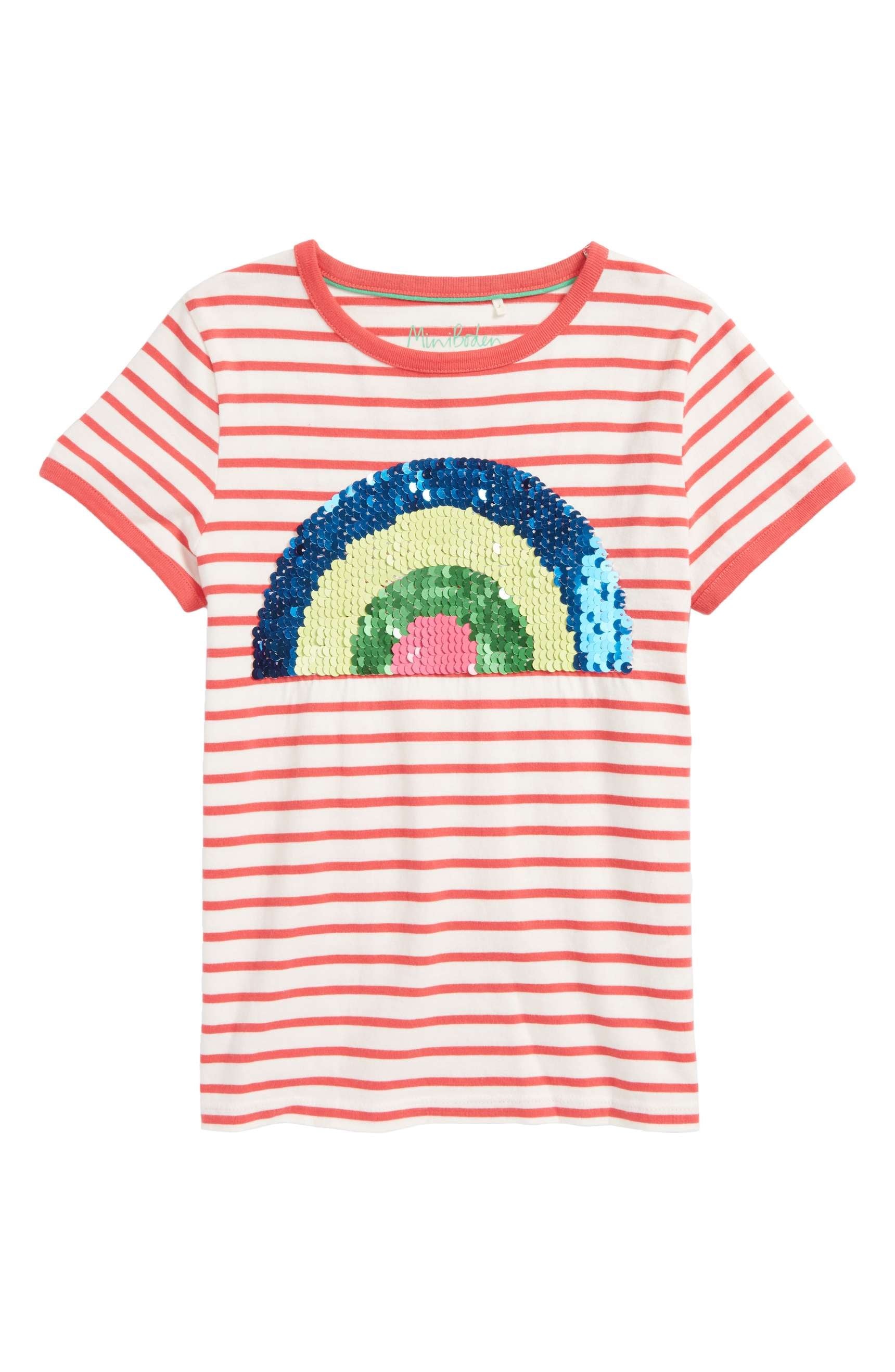 NEW RRP £16.99 Mini Boden Peacock Stripe Print T-shirt U23