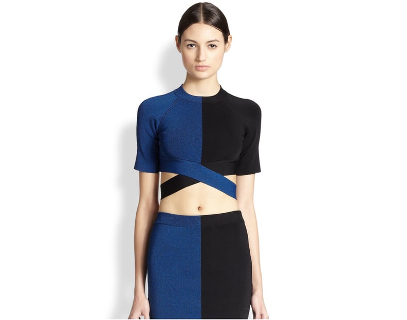 T by Alexander Wang Two-Tone Crossover Cutout Crop Top